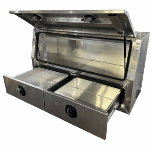 Dual drawer toolbox opened
